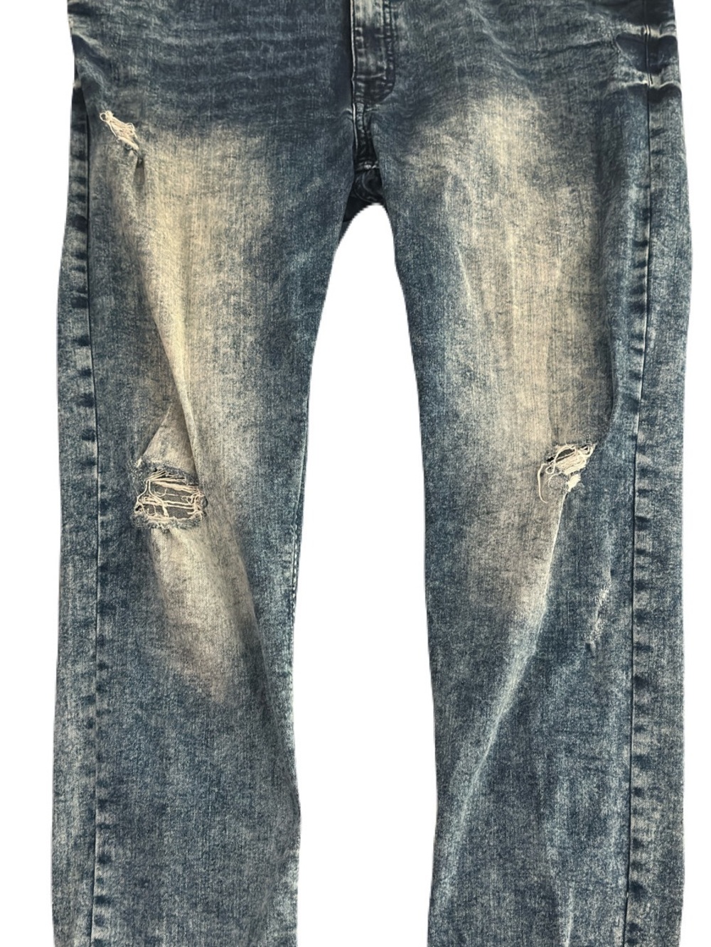Men's Distressed Washed Blue Jeans